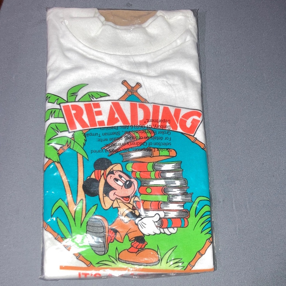 Disney White and Blue Reading Graphic Tee